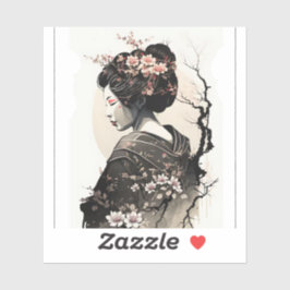Japanische Geisha anmutig Sakura - シール