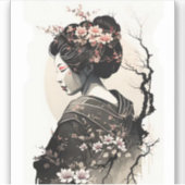 Japanische Geisha anmutig Sakura -  シール (正面)