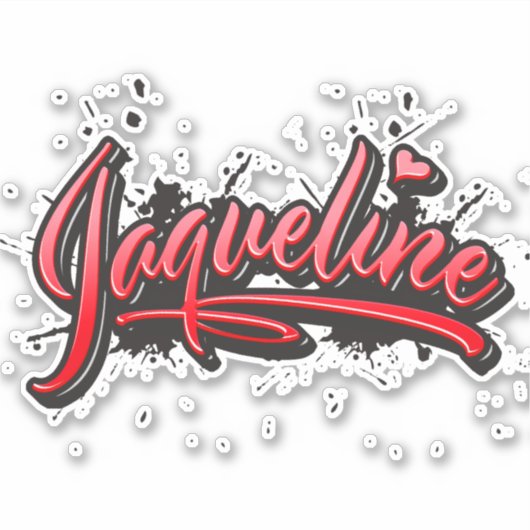 Jaqueline red Heart Graffiti Aufkleber Sticker シール (正面)