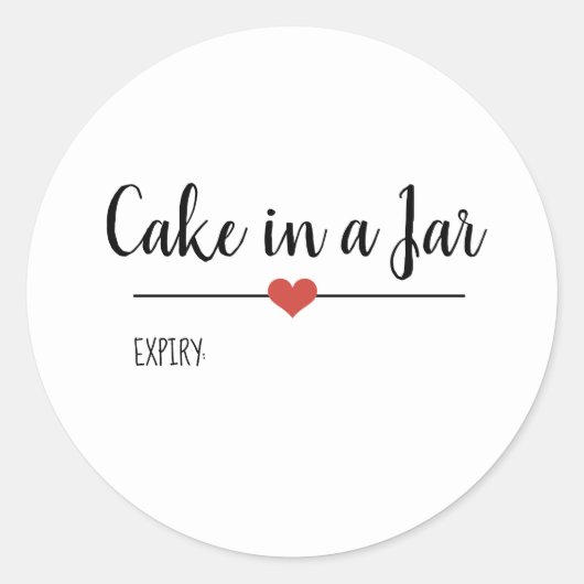 Jarの白いスクリプトのケーキ ラウンドシール (正面)