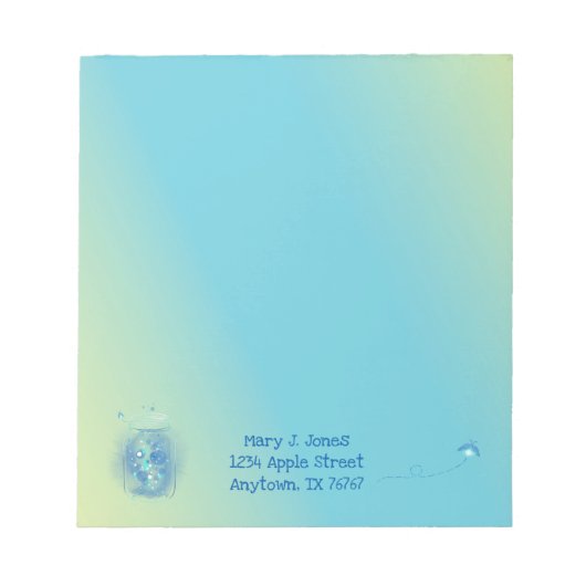 JARグラデーションのパーソナライズされた背景にホタル ノートパッド (正面)