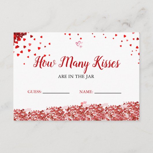 jarブライダルシャワー内のキス数を推測する エンクロージャーカード (正面)
