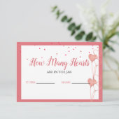 jarブライダルシャワー内のハート数を推測する エンクロージャーカード (スタンド正面)