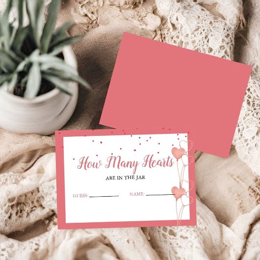 jarブライダルシャワー内のハート数を推測する エンクロージャーカード
