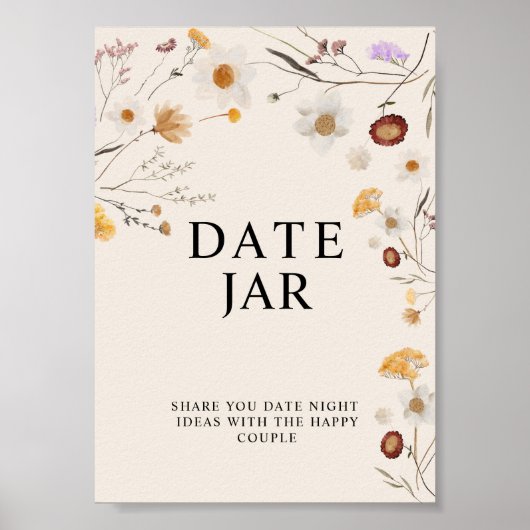 JARボホワイルドフラワー結婚のサイン ポスター (正面)