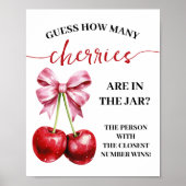 Jar Baby Showerゲームのさくらんぼ数のサイン ポスター (正面)