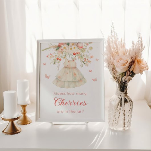 jar Clotheslineさくらんぼ内のベビー数 ポスター