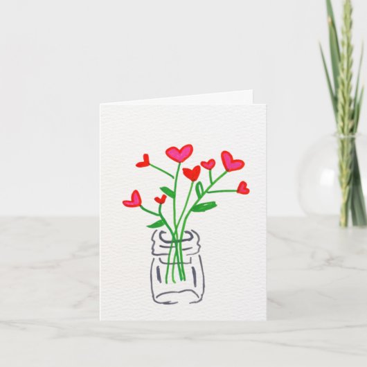 Jar of Flower Hearts Valentine's Day Card サンキューカード (正面)