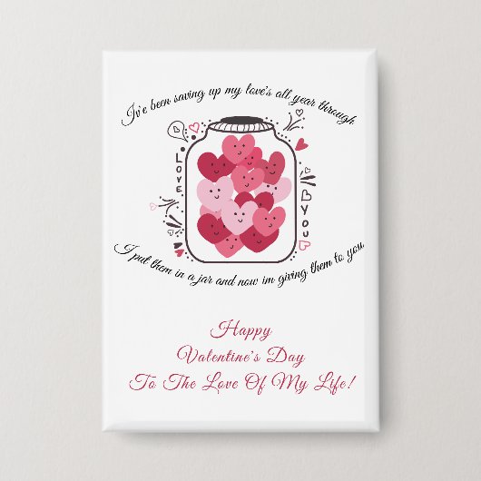 Jar Of Love Valentines Day Badge 缶バッジ (正面)