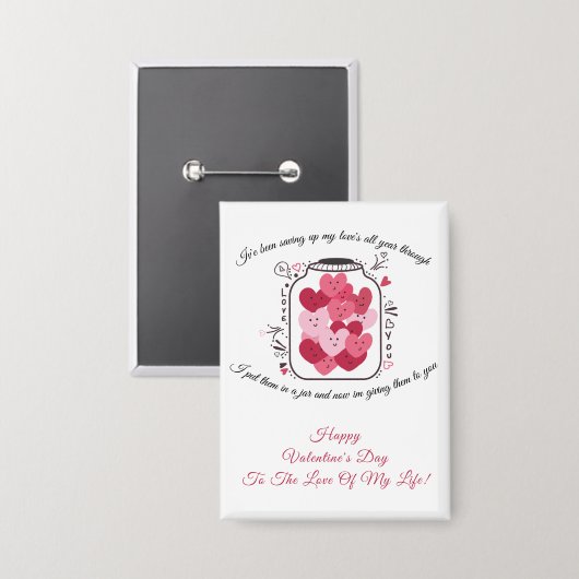 Jar Of Love Valentines Day Badge 缶バッジ (正面/裏面)