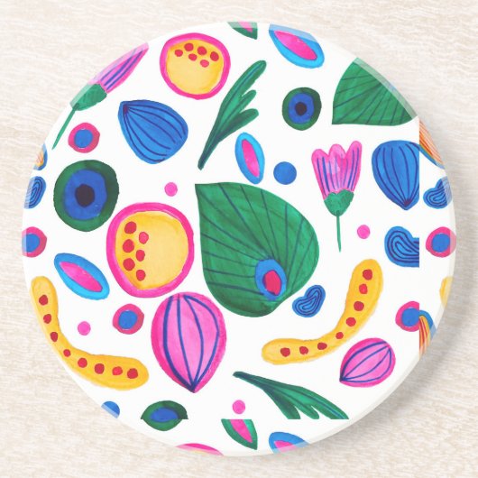 Jardín Botánico Abstracto Boho Maximalist コースター (正面)