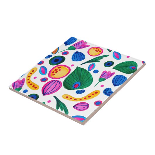 Jardín Botánico Abstracto Boho Maximalist タイル (側面)