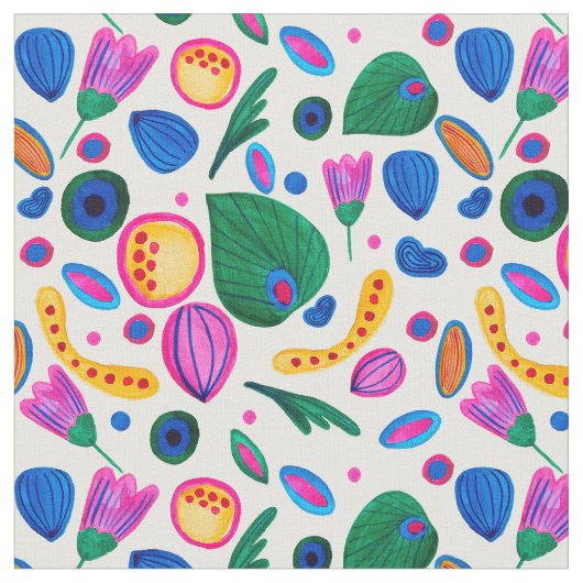 Jardín Botánico Abstracto Boho Maximalist ファブリック (クローズアップ)