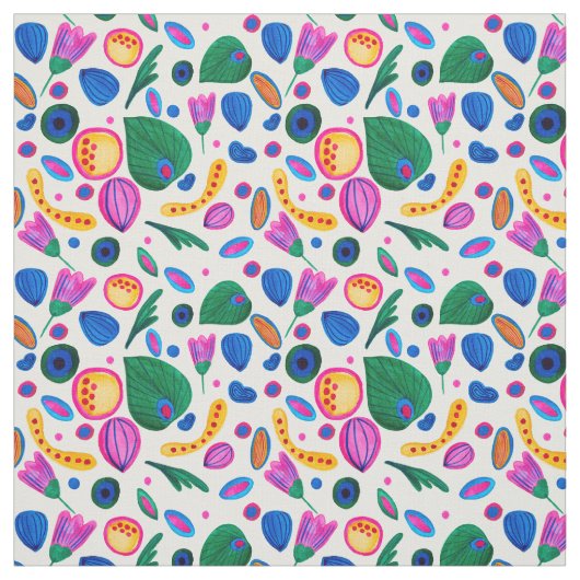 Jardín Botánico Abstracto Boho Maximalist ファブリック (見本)