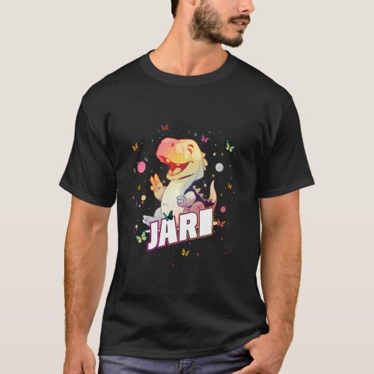 JARI – かわいい恐竜の少年の名前 Tシャツ (正面)