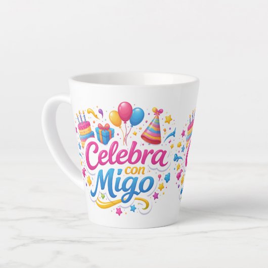 Jarra Personalizada “Celebra Conmigo” | Ideal para カフェラテマグ (左アングル)