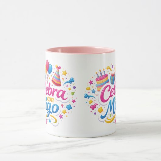 Jarra Personalizada “Celebra Conmigo” | Ideal para マグカップ (中央)