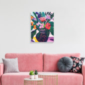Jarrón con Flores: Arte Favista Estilo Matisse. キャンバスプリント (インサイチュ (リビング))