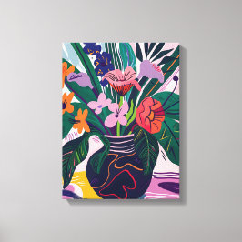 Jarrón con Flores: Arte Favista Estilo Matisse. キャンバスプリント