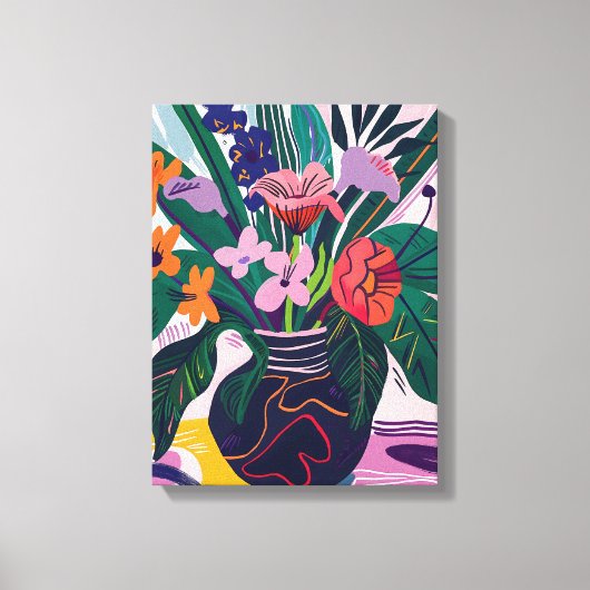 Jarrón con Flores: Arte Favista Estilo Matisse. キャンバスプリント (正面)