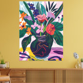 Jarrón con Flores: Arte Favista Estilo Matisse. キャンバスプリント (インサイチュ (リビング))