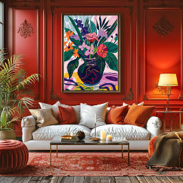 Jarrón con Flores: Arte Favista Estilo Matisse. キャンバスプリント