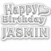 Jasmin Happy Birthday silver Aufkleber Sticker シール (正面)