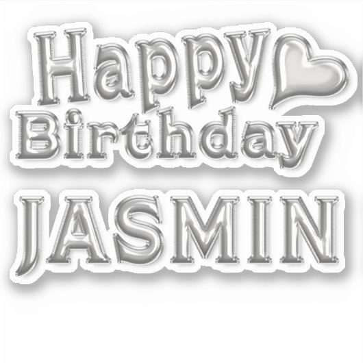Jasmin Happy Birthday silver Aufkleber Sticker シール (正面)