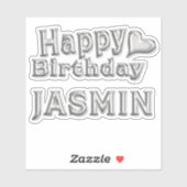 Jasmin Happy Birthday silver Aufkleber Sticker シール (シート)
