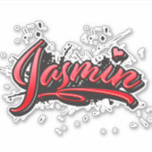 Jasmin red Heart Graffiti Aufkleber Sticker シール (正面)
