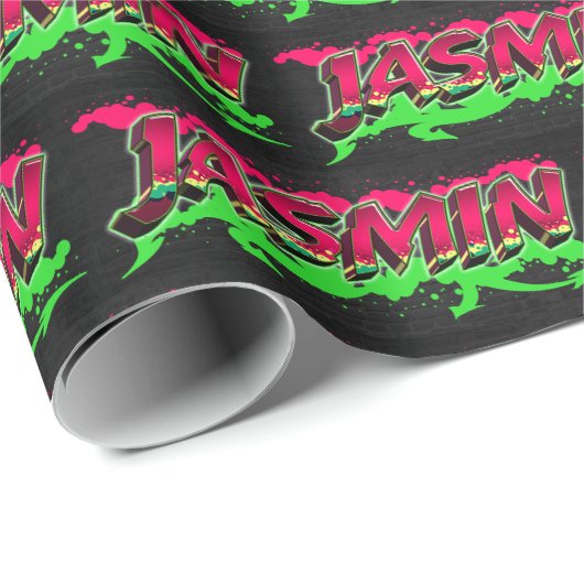 Jasmin Vorname Name Graffiti red green ラッピングペーパー (ロールコーナー)