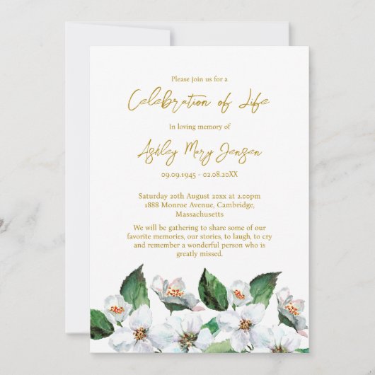 Jasmine Celebration of Life Funeral 招待状 (正面)