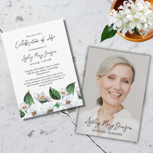 Jasmine Celebration of Life Photo Funeral 招待状