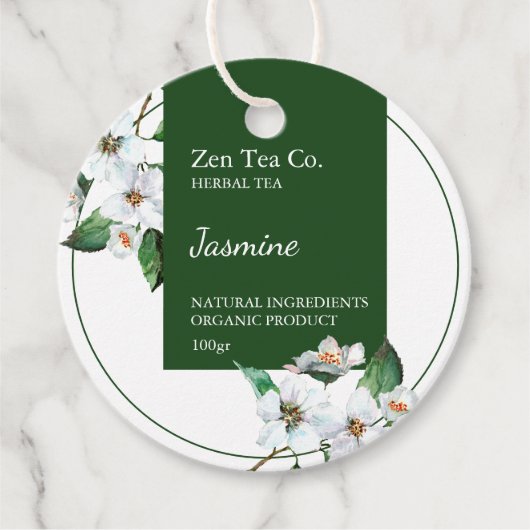 Jasmine Herbal Tea Business Tag フェイバータグ (正面)