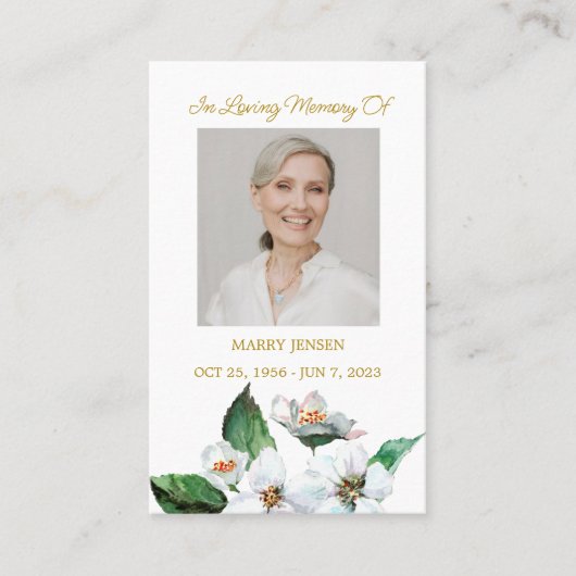 Jasmine Memorial Photo Funeral Prayer Card 名刺 (正面)