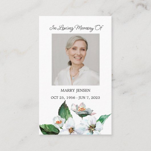 Jasmine Memorial Photo Funeral Prayer Card 名刺 (正面)