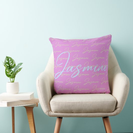 Jasmine Repeating Name Pattern  クッション (椅子)