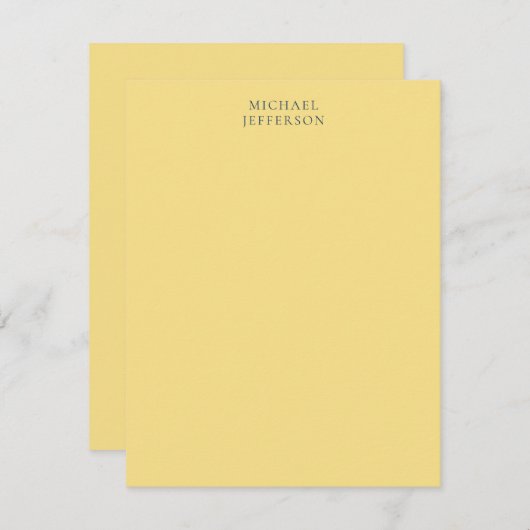 Jasmine & Slate Grey Minimalist Plain Modern Name ノートカード (正面/裏面)