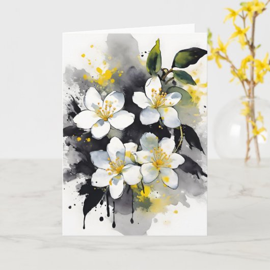 Jasmine - Watercolor flowers カード (黄色い花)