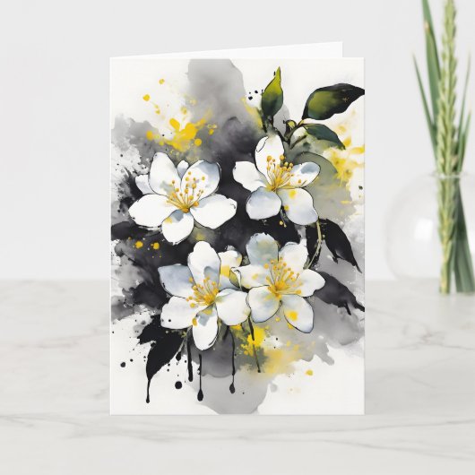 Jasmine - Watercolor flowers カード (正面)