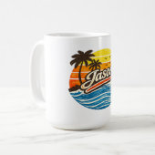 Jason Retro Sunset Name Design コーヒーマグカップ (正面左)