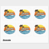 Jason Retro Sunset Name Design スクエアシール (シート)