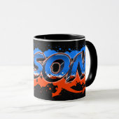 Jason Vorname Name Graffiti blue orange Tasse マグカップ (正面右)