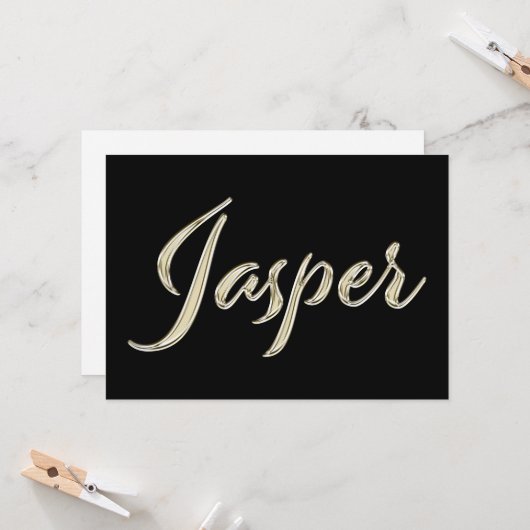 Jasper Name white gold Handwriting Karte カード (正面/裏面インサイチュ)