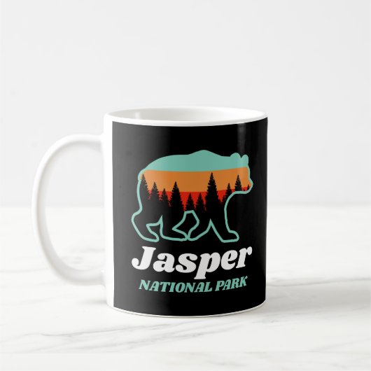 Jasper National Park Canada Bear Retro  コーヒーマグカップ (左)