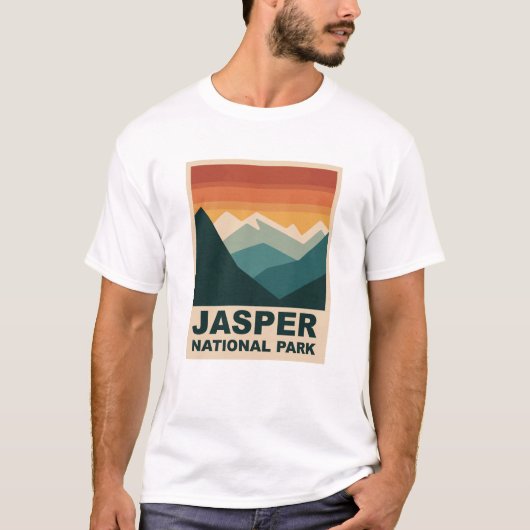 Jasper National Park Minimalist Outdoor Design Tシャツ (正面)
