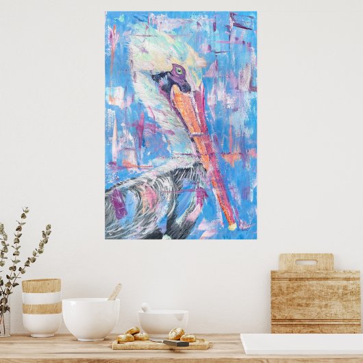 Jasper the Big Head Pelican - By Just Dahl ポスター (キッチン)