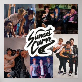 JATPからの日没曲線コラージュ ポスター