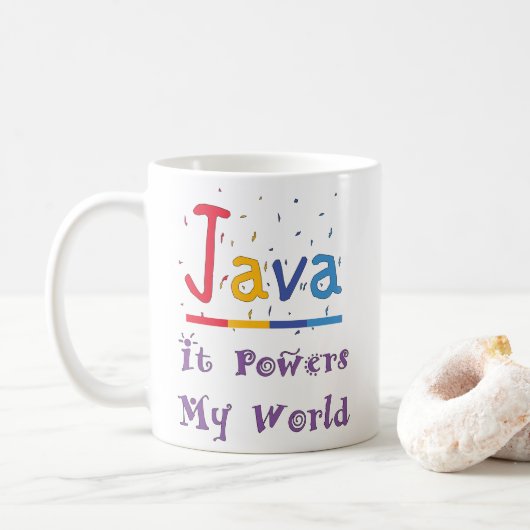 Javaが私の世界に力を与える コーヒーマグカップ (ドーナツ)