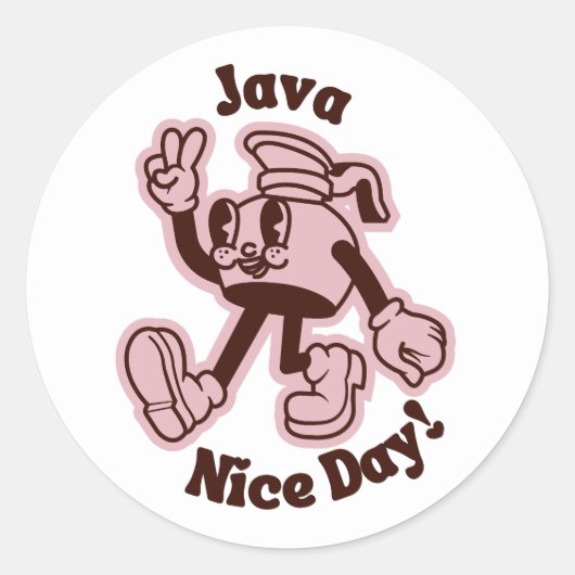 Javaで素敵な一日ステッカー ラウンドシール (正面)